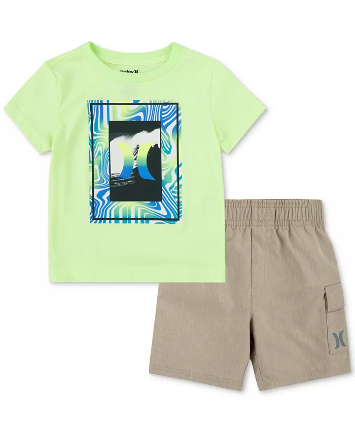 Детский комплект для мальчиков: футболка с принтом Vortex Check и шорты, 2 предмета Hurley, коричневый/бежевый
Детский комплект для мальчиков: футболка с принтом Vortex Check и шорты, 2 предмета Hurley, коричневый/бежевый