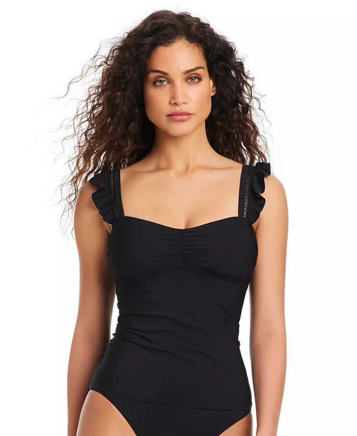 Женский топ-танкини Shirred Ruffled с рюшами Beyond Control, черный
Женский топ-танкини Shirred Ruffled с рюшами Beyond Control, черный