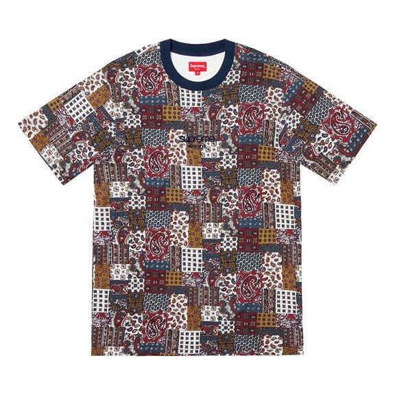 Футболка ss19 patchwork paisley s/s top cashew short sleeve navy blue Supreme, синий 
Футболка ss19 patchwork paisley s/s top cashew short sleeve navy blue Supreme, синий