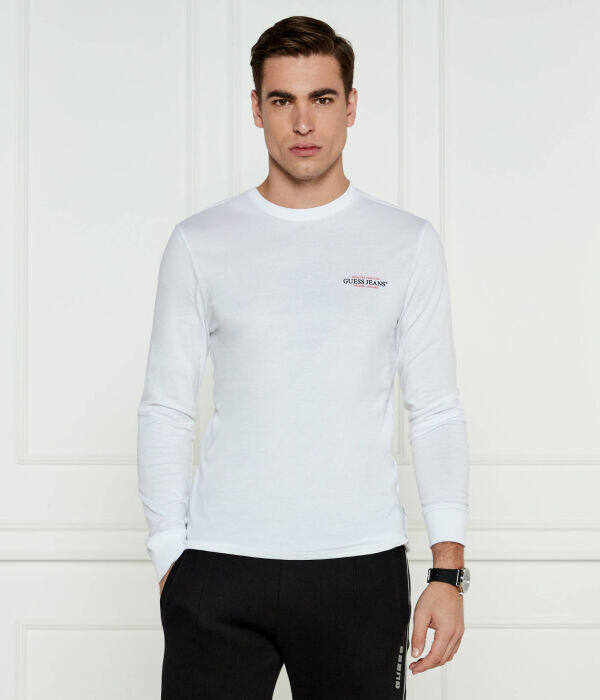 Лонгслив Guess Jeans American Slim Fit, белый 
Лонгслив Guess Jeans American Slim Fit, белый