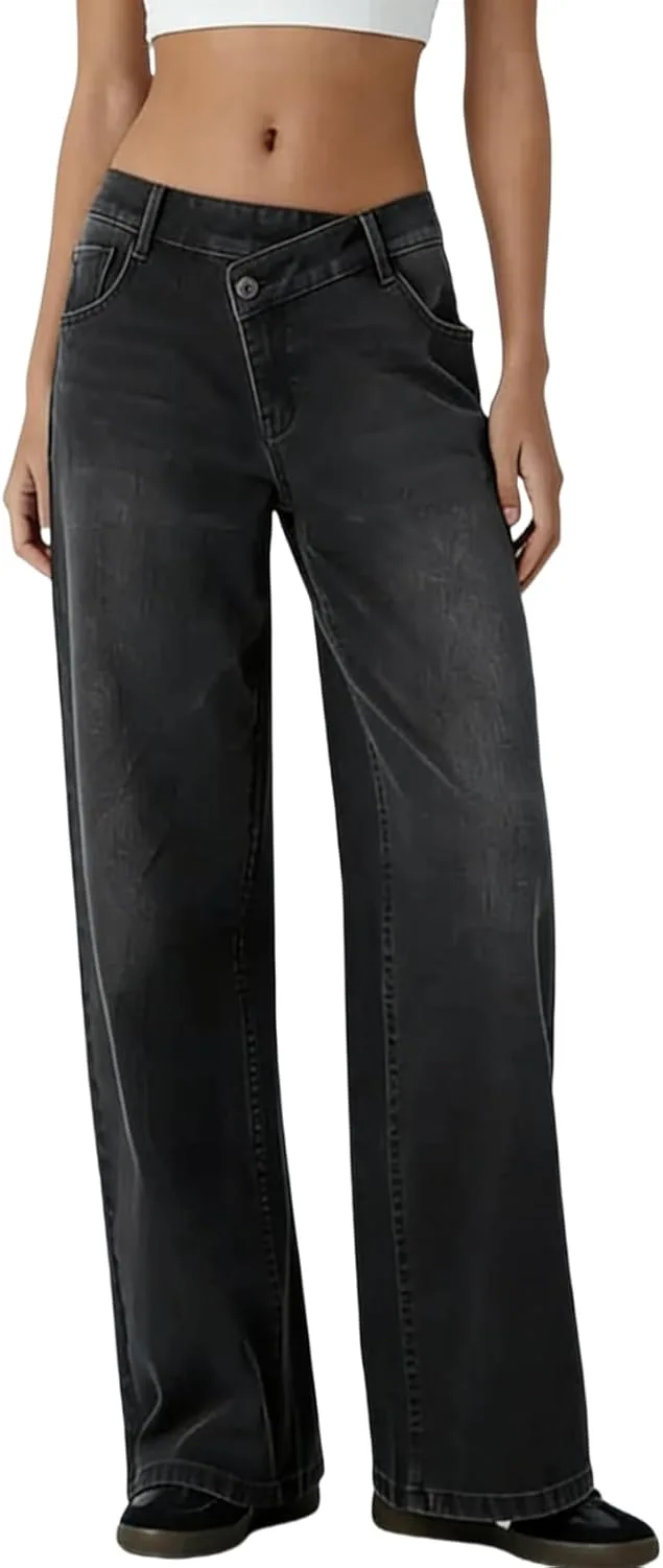 Женские джинсы с высокой талией и широкими штанинами
Женские джинсы с высокой талией и широкими штанинами