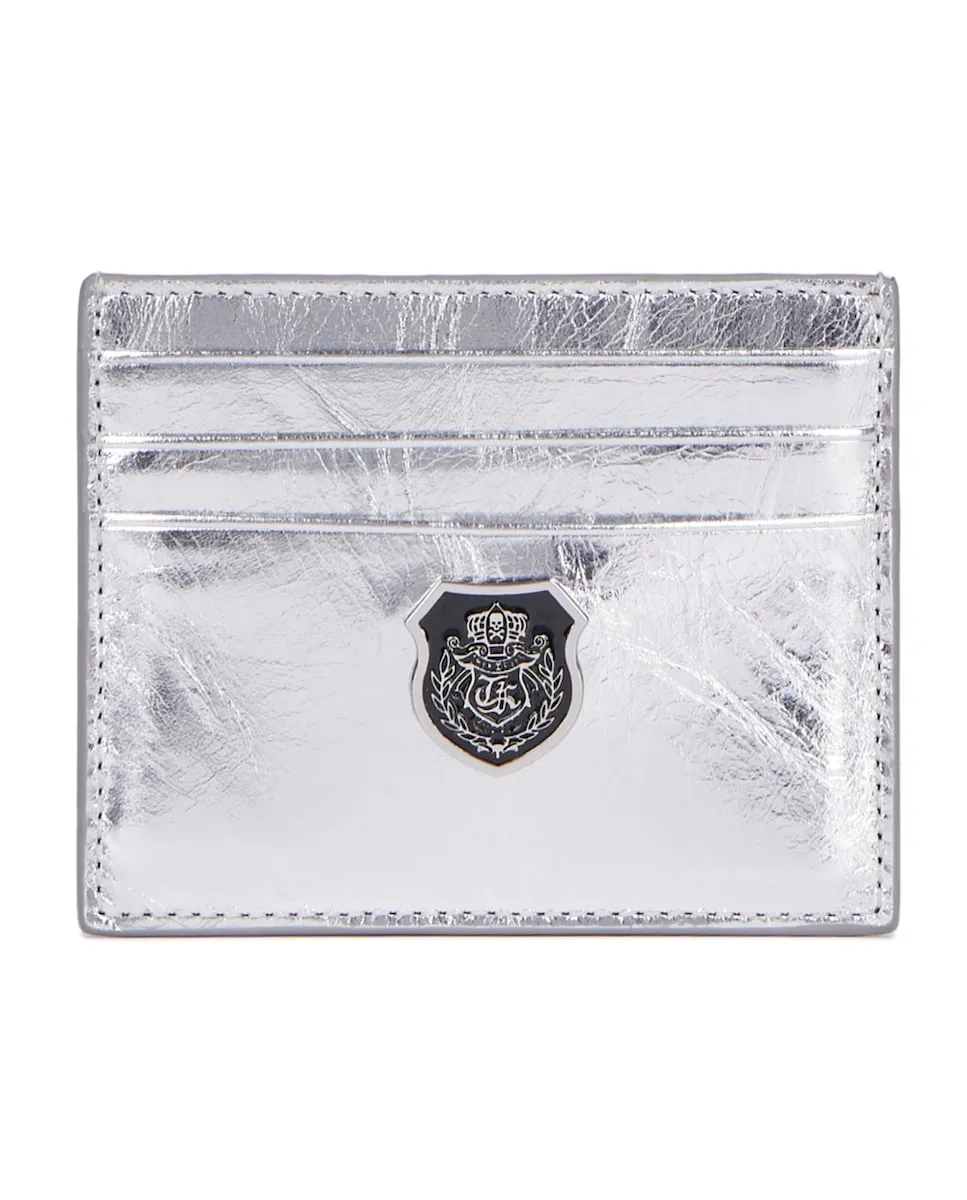 Женский визитник из серебристой кожи со щитом The Kooples, серебряный
Женский визитник из серебристой кожи со щитом The Kooples, серебряный