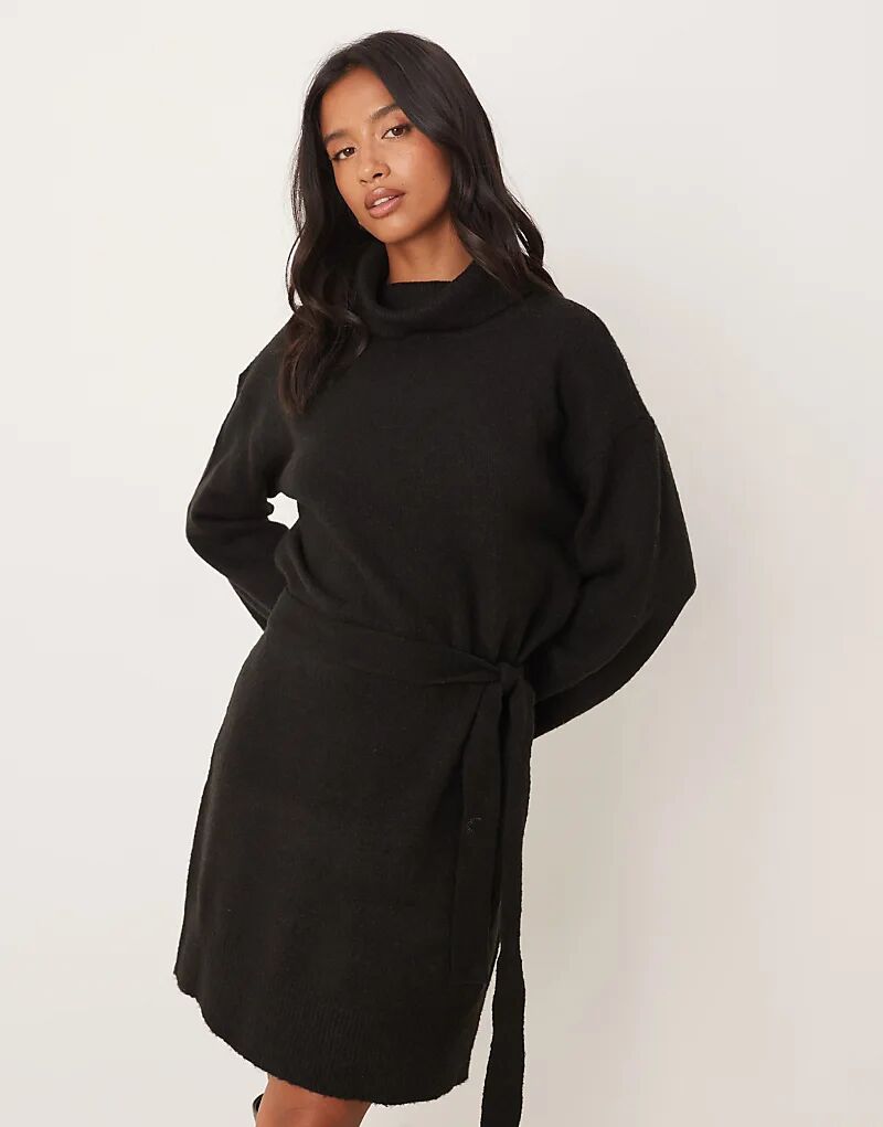 Мини-платье Vila Petite с завязкой на талии и высоким воротом, черное
Мини-платье Vila Petite с завязкой на талии и высоким воротом, черное