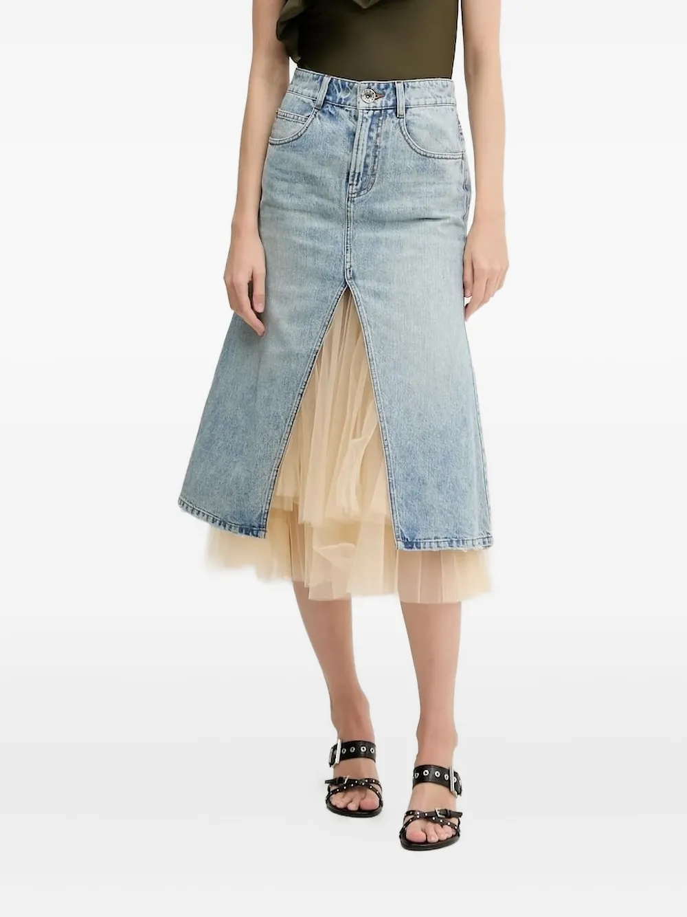 Юбка из денима со вставками из тюля Miss Sixty, синий 
Юбка из денима со вставками из тюля Miss Sixty, синий