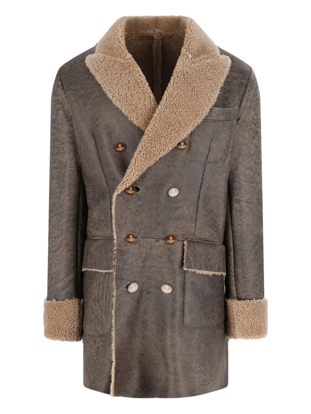 Двубортное пальто из овчины Vivienne Westwood, коричневый
Двубортное пальто из овчины Vivienne Westwood, коричневый