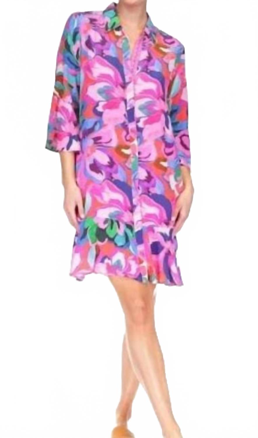 Многоцветное платье-комбинация с рюшами Johnny Was, мультиколор 
Многоцветное платье-комбинация с рюшами Johnny Was, мультиколор