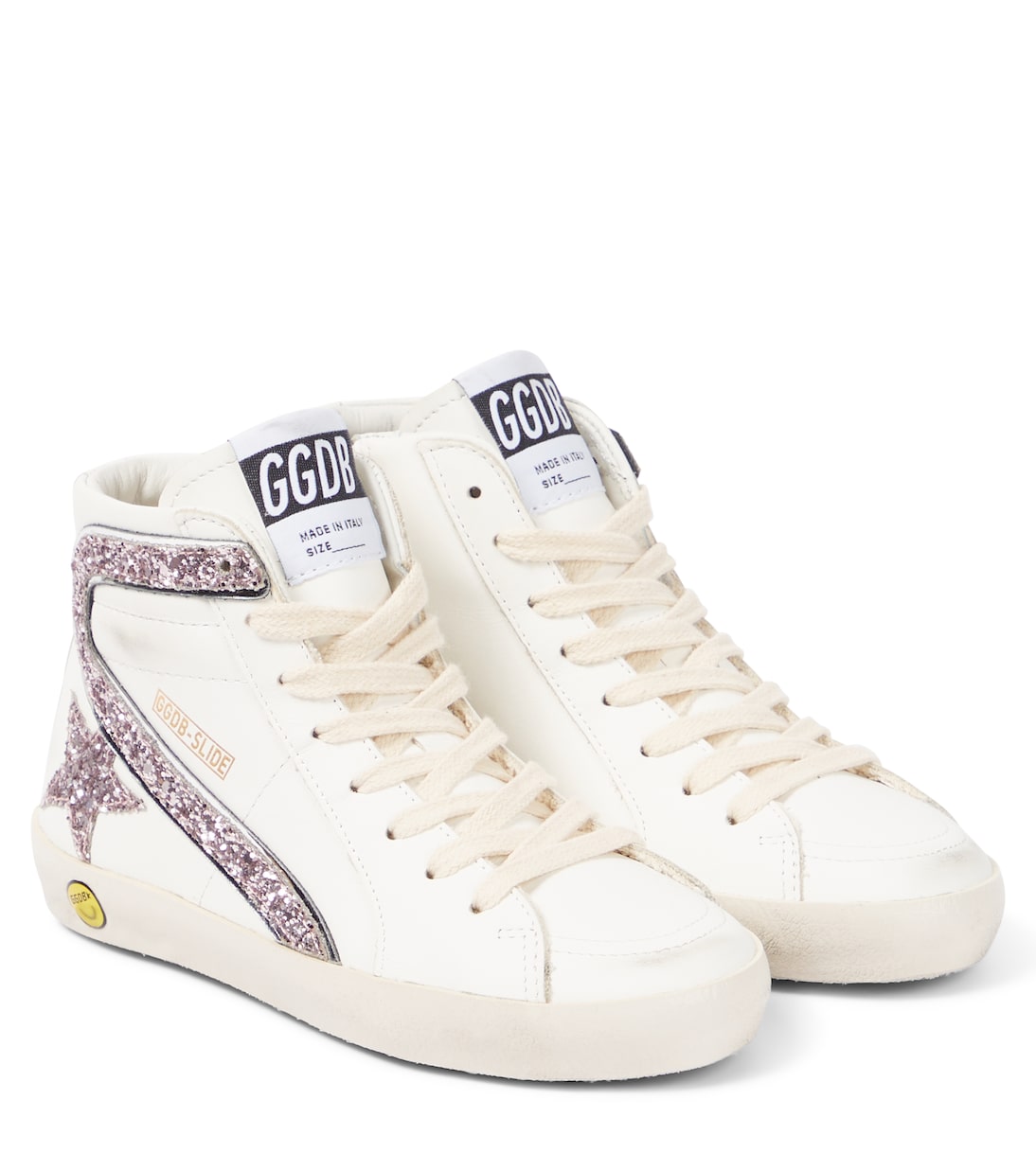 Блестящие кожаные кроссовки Golden Goose Kids, White/Pink/Silver 
Блестящие кожаные кроссовки Golden Goose Kids, White/Pink/Silver