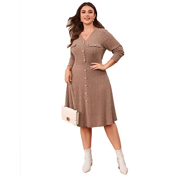 Платье-свитер миди на пуговицах с резинкой до колен для женщин Plus size Clearflower, Brown
Платье-свитер миди на пуговицах с резинкой до колен для женщин Plus size Clearflower, Brown