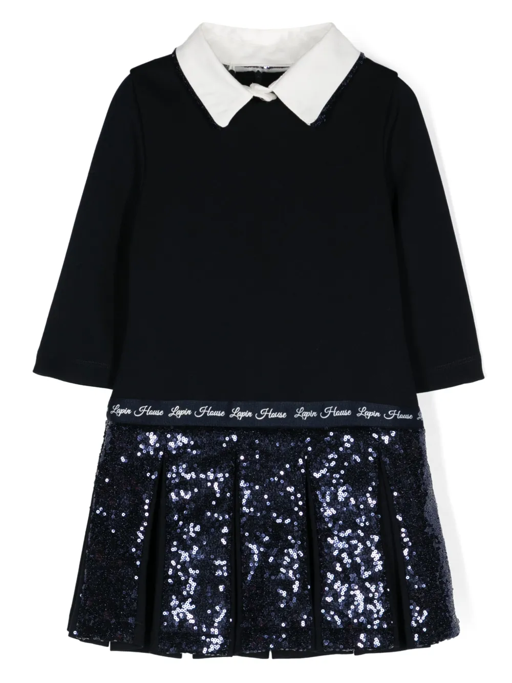 Плиссированное платье с воротником поло и пайетками Lapin House, синий
Плиссированное платье с воротником поло и пайетками Lapin House, синий