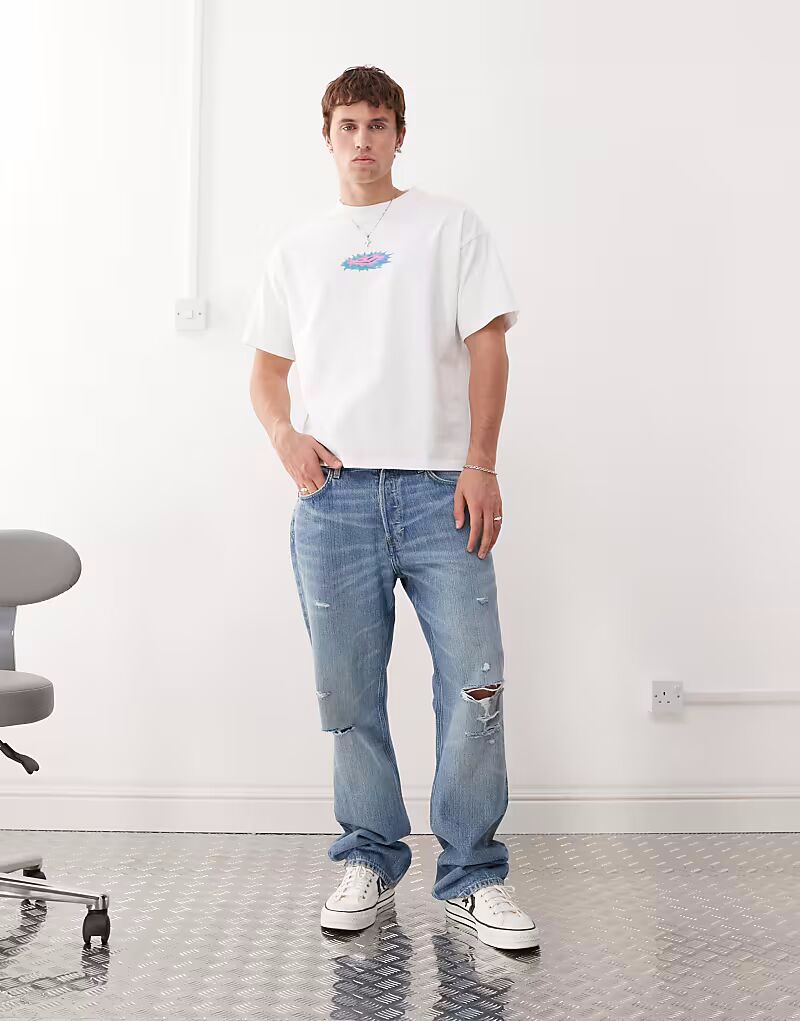 Прямые джинсы Weekday Space с потертостями синего цвета
Прямые джинсы Weekday Space с потертостями синего цвета