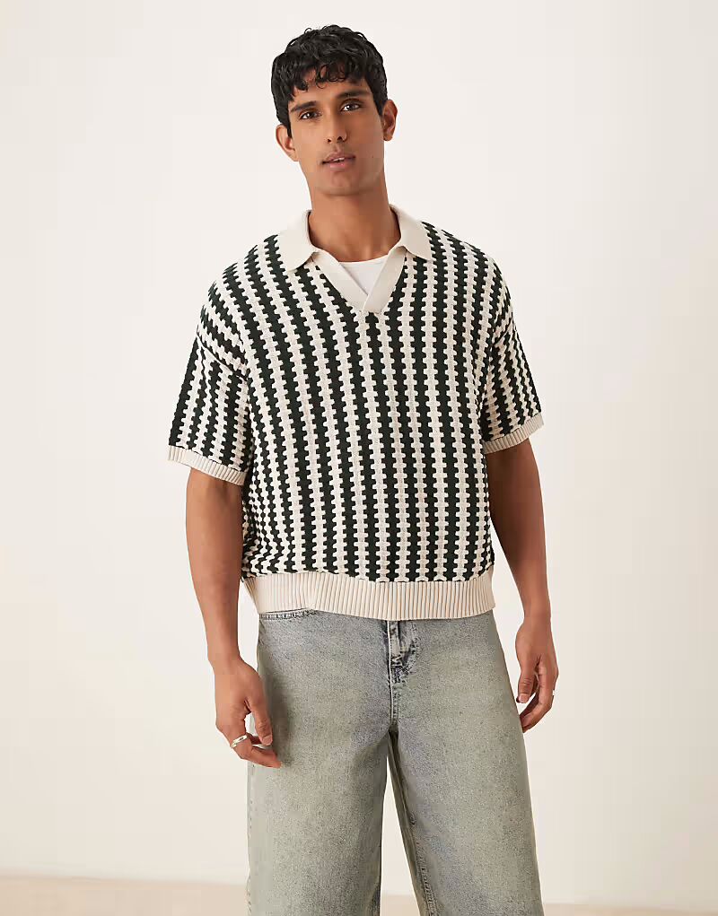 ASOS DESIGN свободная трикотажная рубашка-поло с вырезом-стойкой и фактурной полосой зеленого цвета
ASOS DESIGN свободная трикотажная рубашка-поло с вырезом-стойкой и фактурной полосой зеленого цвета