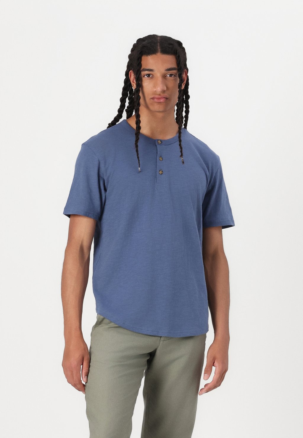 Базовая футболка LIVED IN CURVED HEM HENLEY GAP, синий 
Базовая футболка LIVED IN CURVED HEM HENLEY GAP, синий