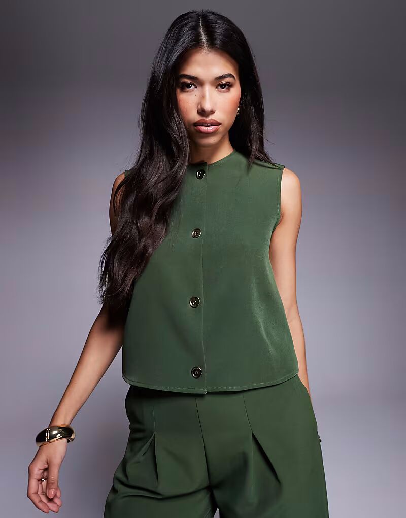 Топ без рукавов цвета хаки с пуговицами спереди Asos Design
Топ без рукавов цвета хаки с пуговицами спереди Asos Design