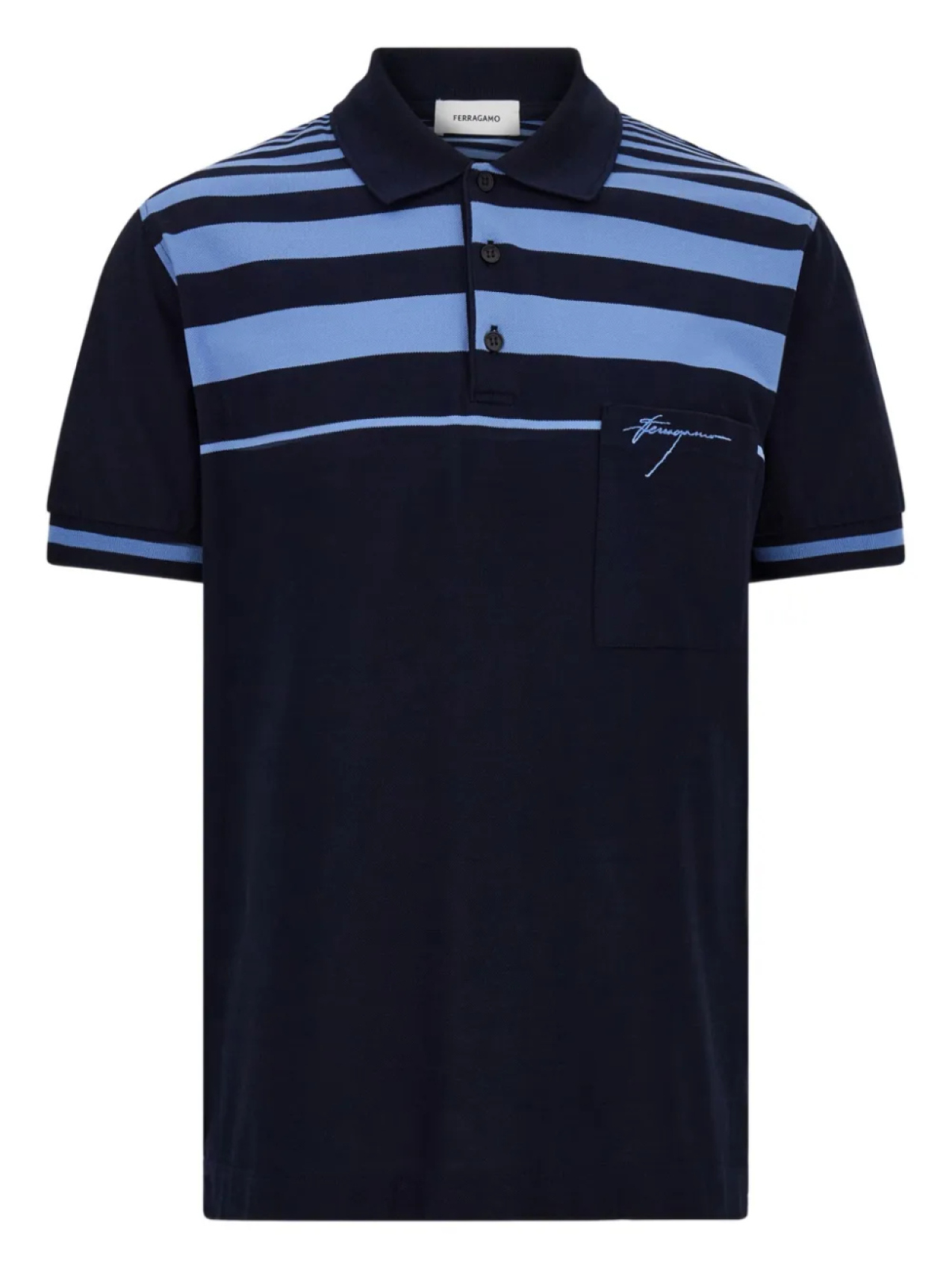 Полосатая рубашка-поло Ferragamo, синий
Полосатая рубашка-поло Ferragamo, синий