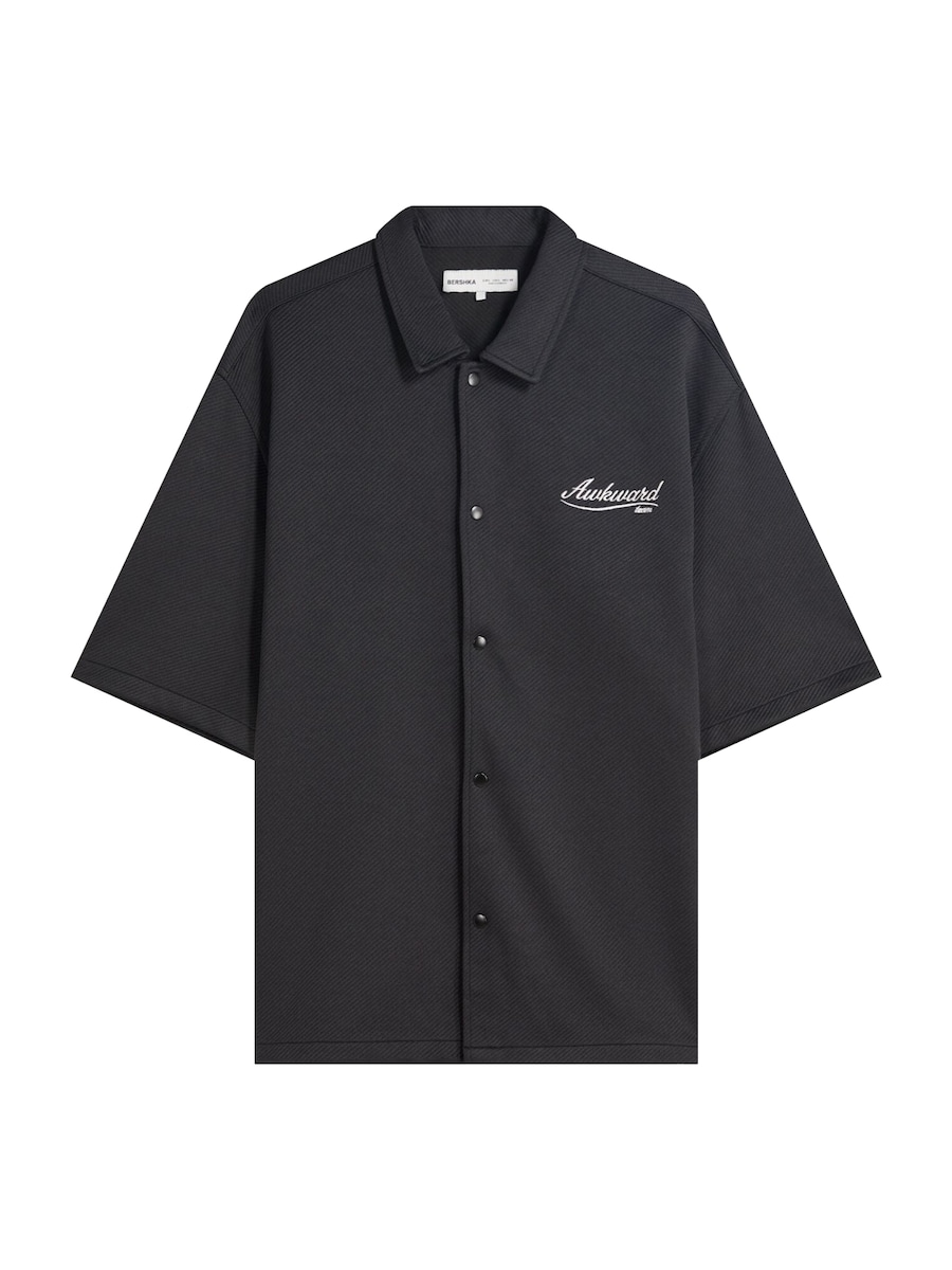 Рубашка на пуговицах Comfort fit Bershka, черный
Рубашка на пуговицах Comfort fit Bershka, черный