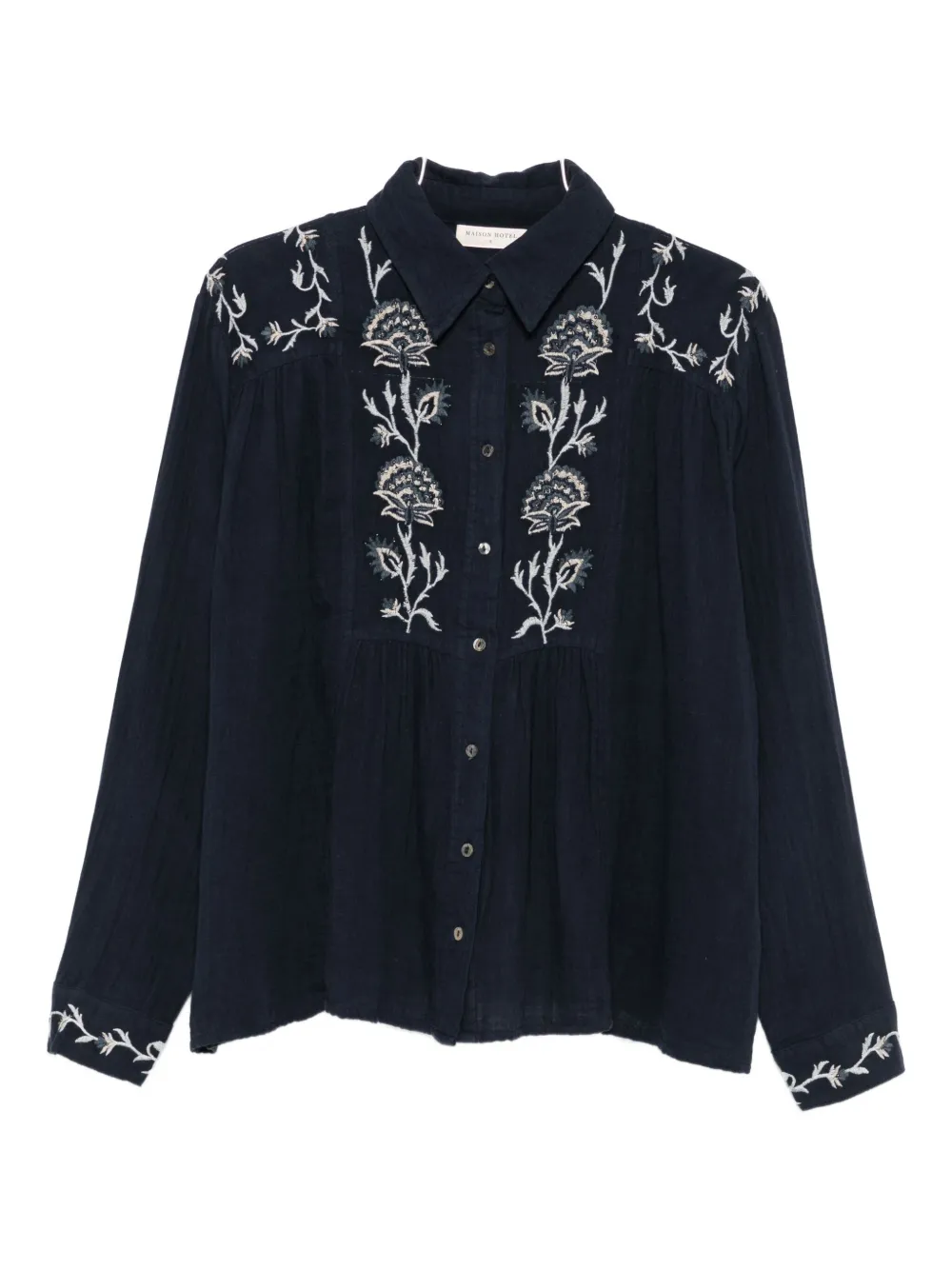 Рубашка из хлопка с цветочной вышивкой MAISON HOTEL, синий
Рубашка из хлопка с цветочной вышивкой MAISON HOTEL, синий