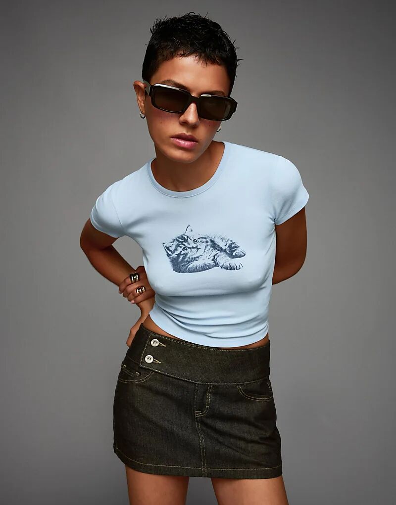 Футболка Bershka с коротким рукавом и принтом светло-голубого цвета
Футболка Bershka с коротким рукавом и принтом светло-голубого цвета