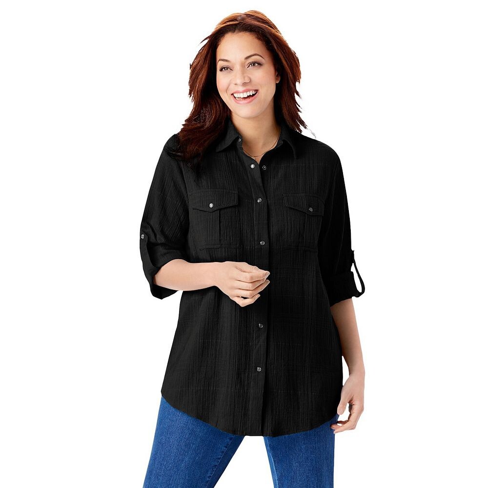 Женщина в женской большой рубашке из хлопковой марли больших размеров Woman Within, черный
Женщина в женской большой рубашке из хлопковой марли больших размеров Woman Within, черный