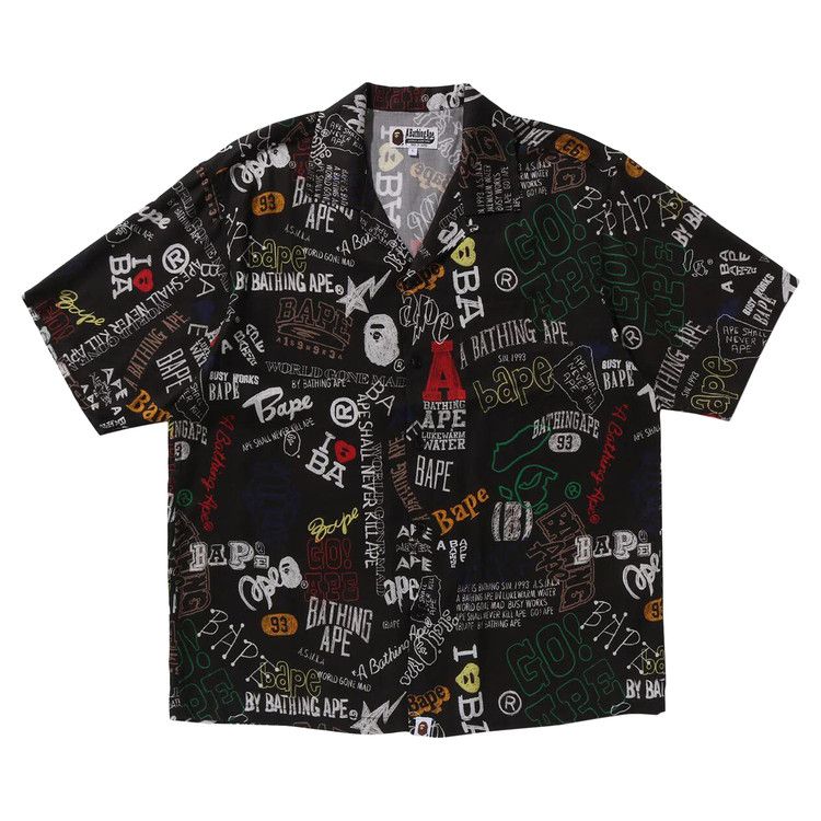 Рубашка BAPE Hand Draw Open Collar Short-Sleeve Shirt, Black 
Рубашка BAPE Hand Draw Open Collar Short-Sleeve Shirt, Black