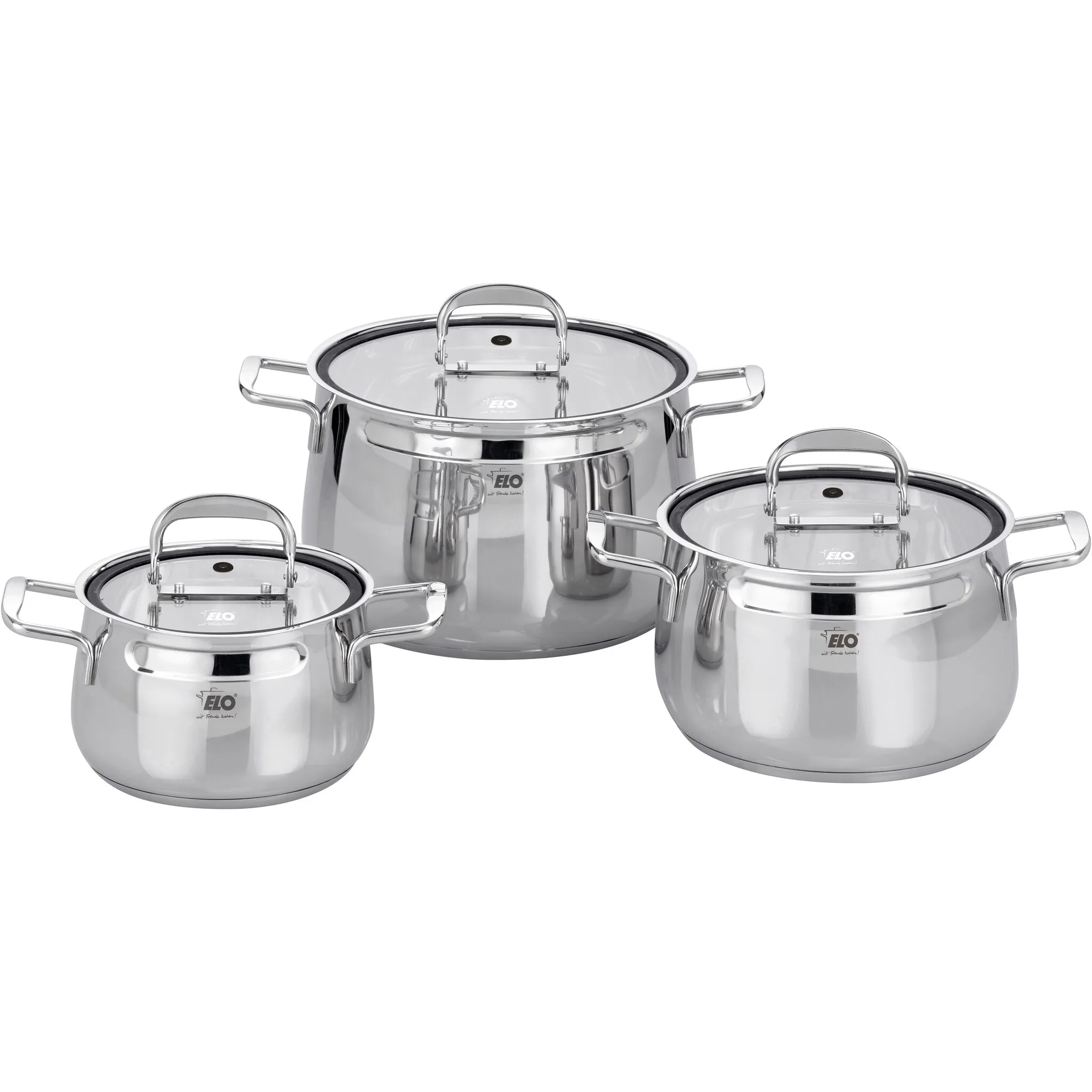 Набор кастрюль Elo "Mystery", нержавеющая сталь 18/8, (набор, 6 предметов, 1x кастрюля с крышкой Ø 16/20/24 см), индукция, цвет silberfarben 
Набор кастрюль Elo "Mystery", нержавеющая сталь 18/8, (набор, 6 предметов, 1x кастрюля с крышкой Ø 16/20/24 см), индукция, цвет silberfarben