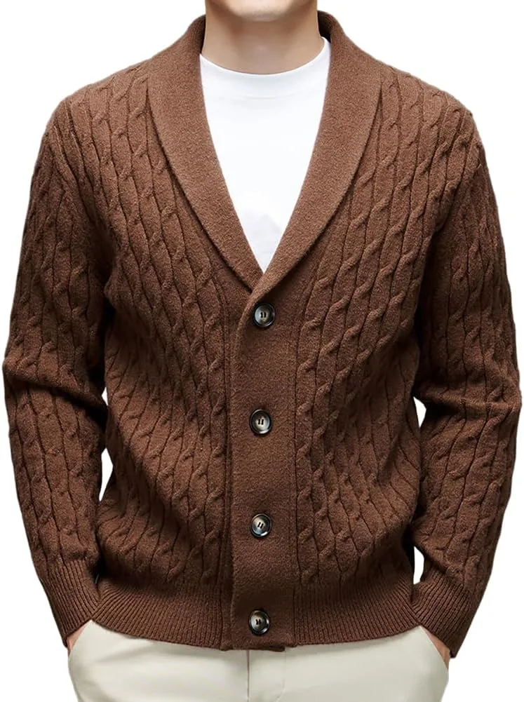 Мужской кардиган XYGJZ с кабельной вязкой и воротником-шалью
Мужской кардиган XYGJZ с кабельной вязкой и воротником-шалью