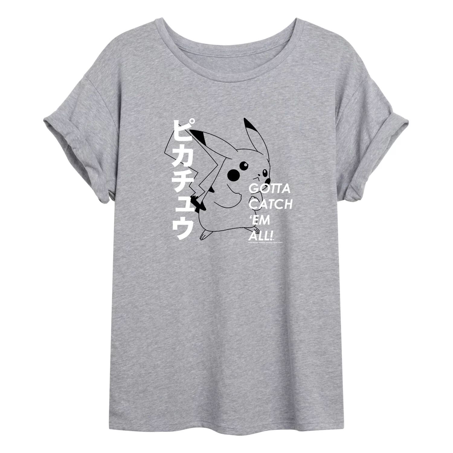 Футболка для юниоров с изображением кандзи «Надо поймать их всех» Покемон Пикачу Licensed Character