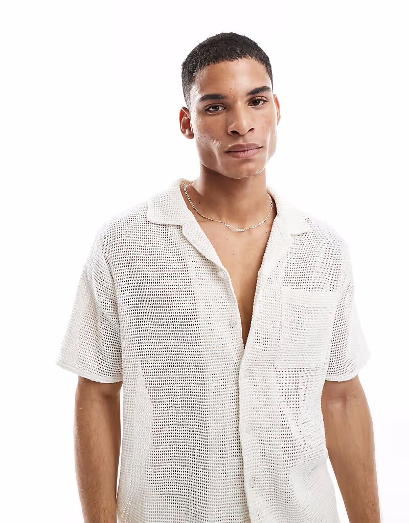Рубашка-комбинезон New Look с открытым плетением Revere белого цвета
Рубашка-комбинезон New Look с открытым плетением Revere белого цвета