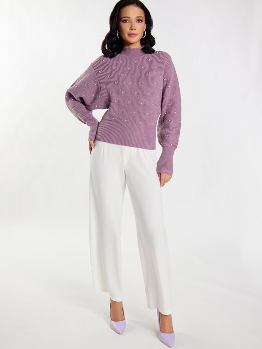 Вязаный свитер с жемчугом Faina, фиолетовый
Вязаный свитер с жемчугом Faina, фиолетовый