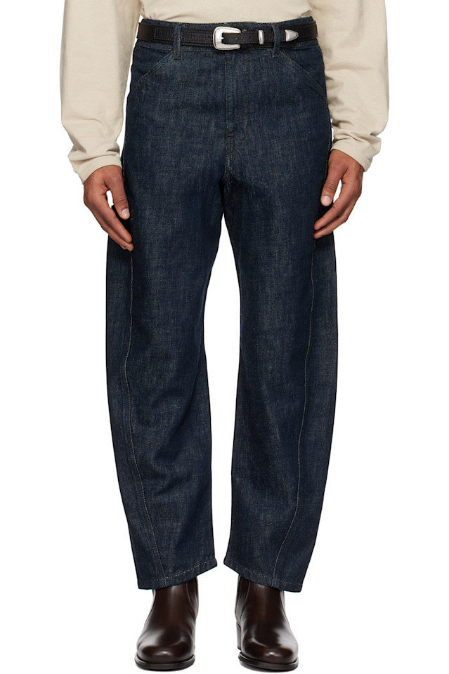 Джинсы в стиле workwear с эффектом скручивания Lemaire, индиго
Джинсы в стиле workwear с эффектом скручивания Lemaire, индиго