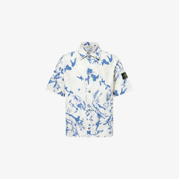 Рубашка Stone Island с накладными карманами, белый / синий
Рубашка Stone Island с накладными карманами, белый / синий