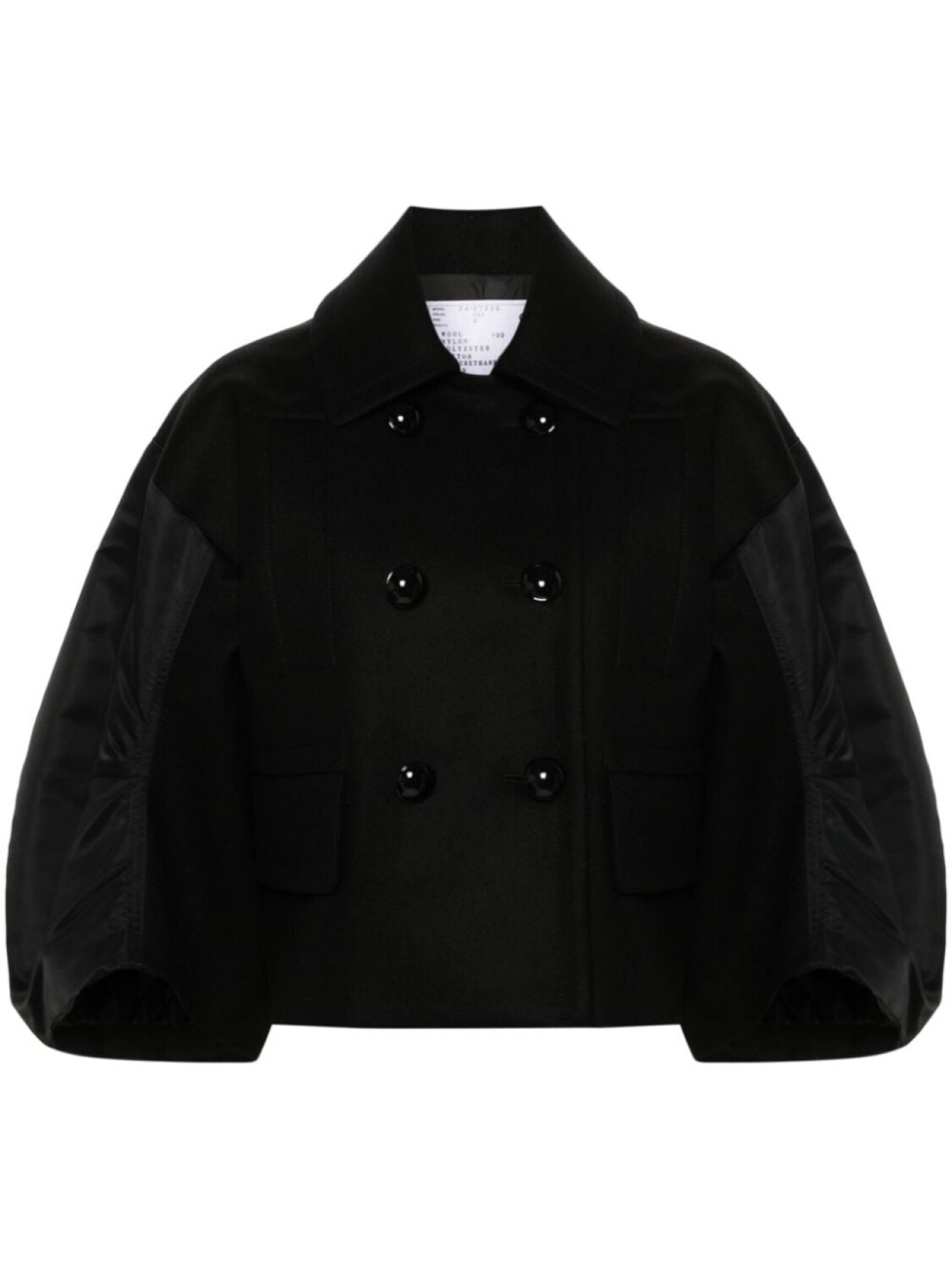 Sacai двубортный пиджак, черный 
Sacai двубортный пиджак, черный