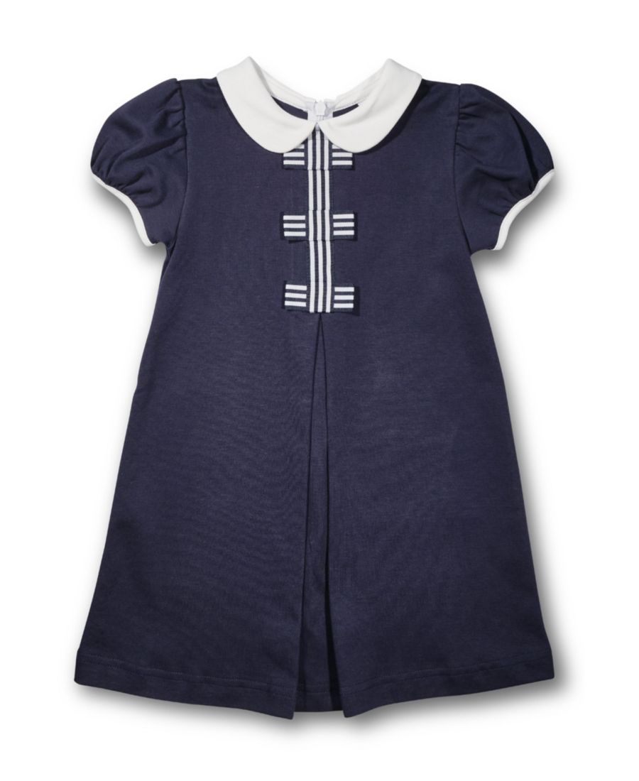 Вязаное платье с бантиками из полосатой ленты Florence Eiseman, Blue
Вязаное платье с бантиками из полосатой ленты Florence Eiseman, Blue