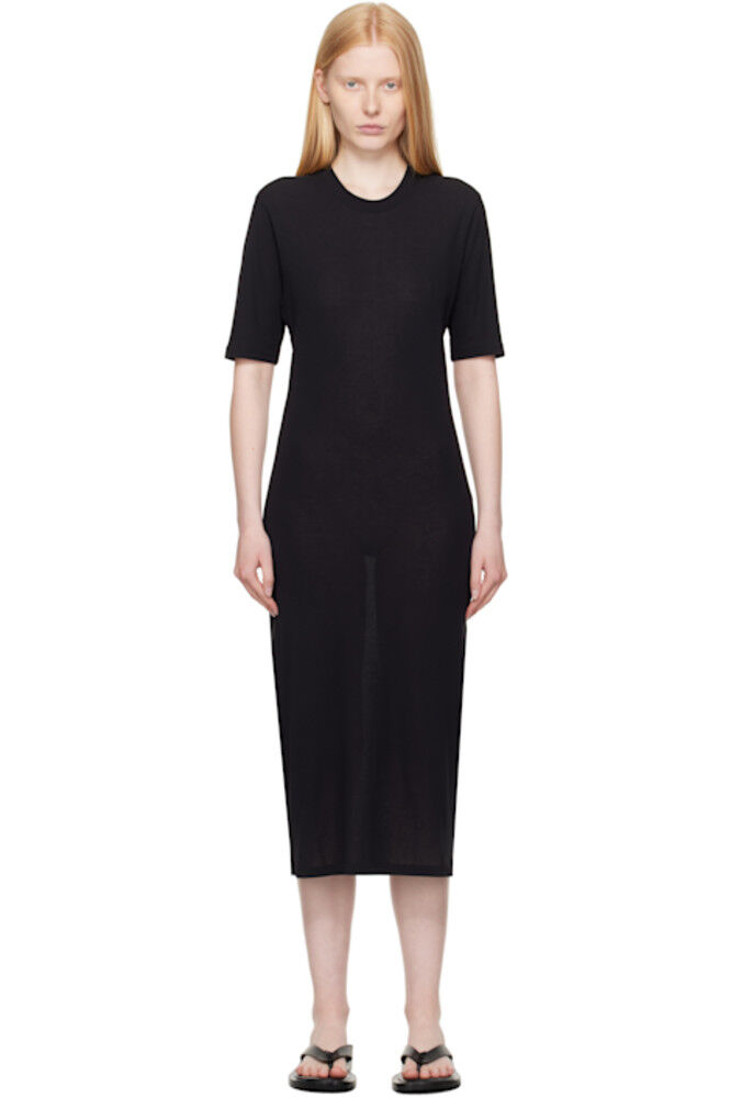 Черное хлопковое платье макси с коротким рукавом AMI Paris
Черное хлопковое платье макси с коротким рукавом AMI Paris