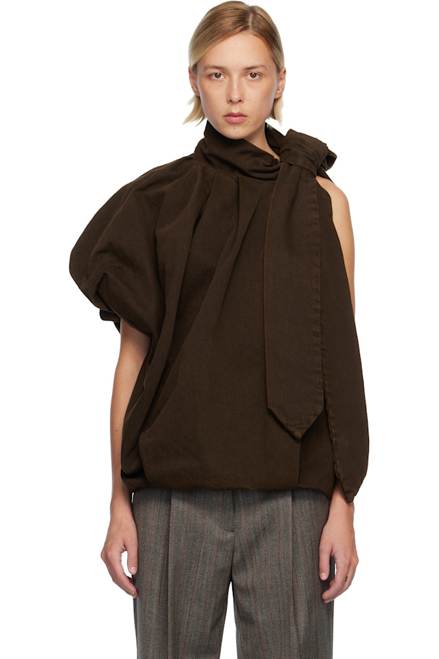 Джинсовая блузка с драпировкой Dries Van Noten, коричневый
Джинсовая блузка с драпировкой Dries Van Noten, коричневый