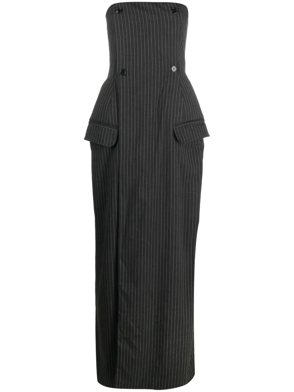 Платье макси в тонкую полоску Ioana Ciolacu, черный 
Платье макси в тонкую полоску Ioana Ciolacu, черный