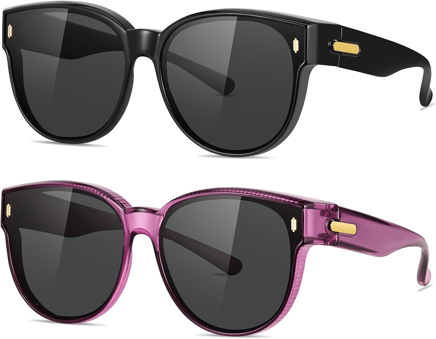 Поляризованные солнцезащитные очки для женщин, надеваемые поверх обычных очков, модные большие круглые очки, защищающие глаза от ультрафиолета UV400, идеально подходят для вождения YMRFW, 2pack (Black Gray+purple Gray)
Поляризованные солнцезащитные очки для женщин, надеваемые поверх обычных очков, модные большие круглые очки, защищающие глаза от ультрафиолета UV400, идеально подходят для вождения YMRFW, 2pack (Black Gray+purple Gray)