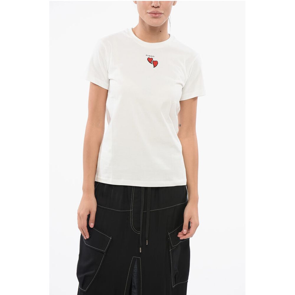 Футболка TRAPANI из хлопка с круглым вырезом и контрастными сердцами Pinko, White
Футболка TRAPANI из хлопка с круглым вырезом и контрастными сердцами Pinko, White