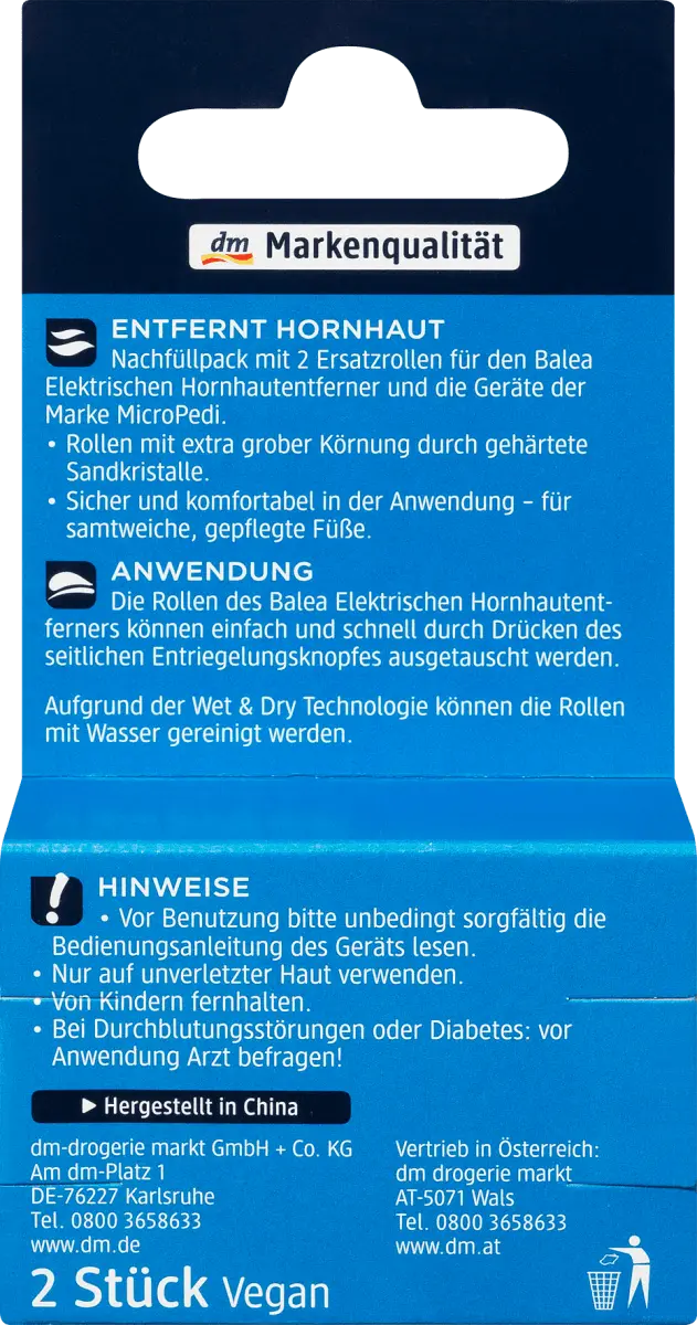 Сменные ролики для удаления мозолей (уровень 3) особо грубые 2 шт. Balea
Сменные ролики для удаления мозолей (уровень 3) особо грубые 2 шт. Balea