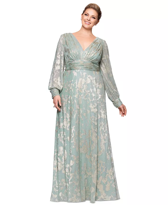 Платье А-силуэта с V-образным вырезом и металлизированной сеткой, plus size Betsy & Adam, зеленый
Платье А-силуэта с V-образным вырезом и металлизированной сеткой, plus size Betsy & Adam, зеленый