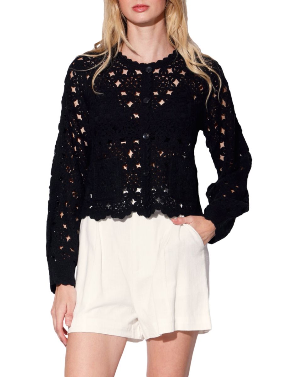 Укороченный кардиган в горошек Brooke Walter Baker, черный
Укороченный кардиган в горошек Brooke Walter Baker, черный