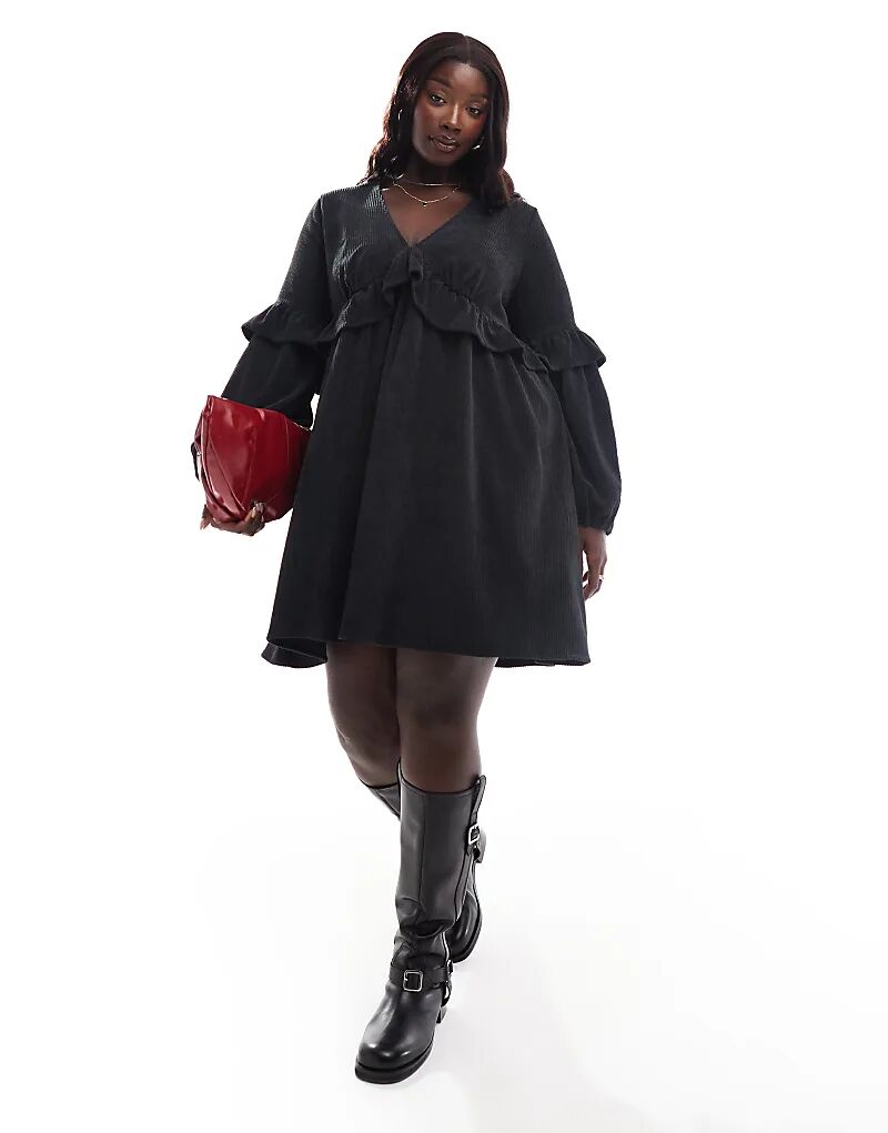 Мини-платье-комбинезон в стиле вельвет с оборками черного цвета ASOS
Мини-платье-комбинезон в стиле вельвет с оборками черного цвета ASOS
