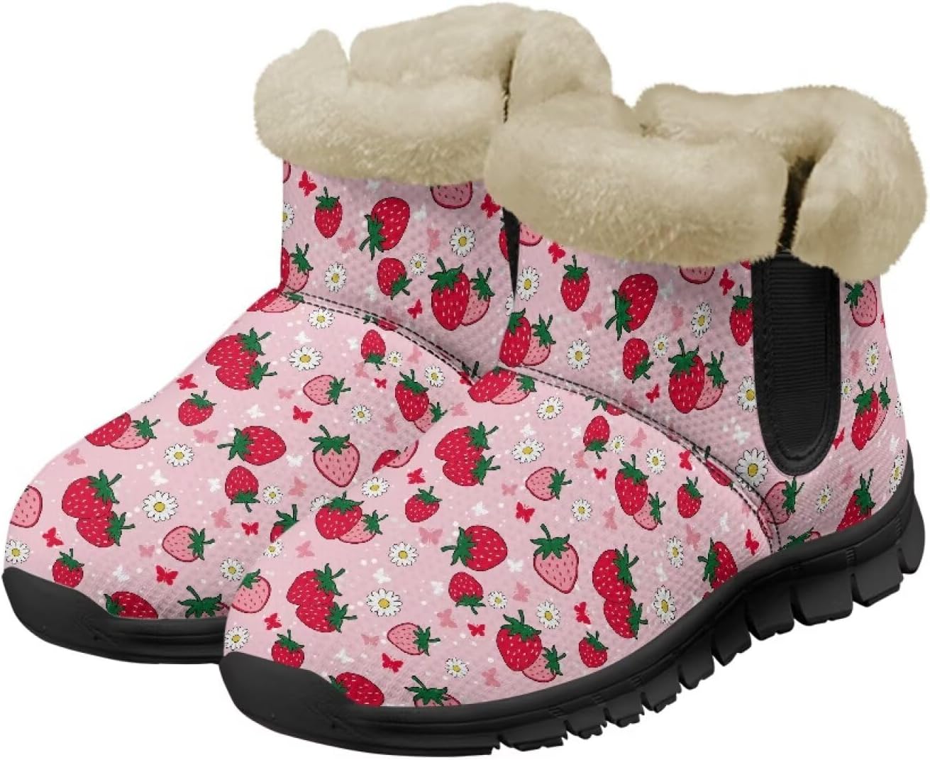 Зимние теплые ботинки для взрослых, ботильоны до щиколотки, легкое надевание и снятие, противоскользящие, легкие обувь для женщин и мужчин Noprintge, Strawberry Daisy
Зимние теплые ботинки для взрослых, ботильоны до щиколотки, легкое надевание и снятие, противоскользящие, легкие обувь для женщин и мужчин Noprintge, Strawberry Daisy