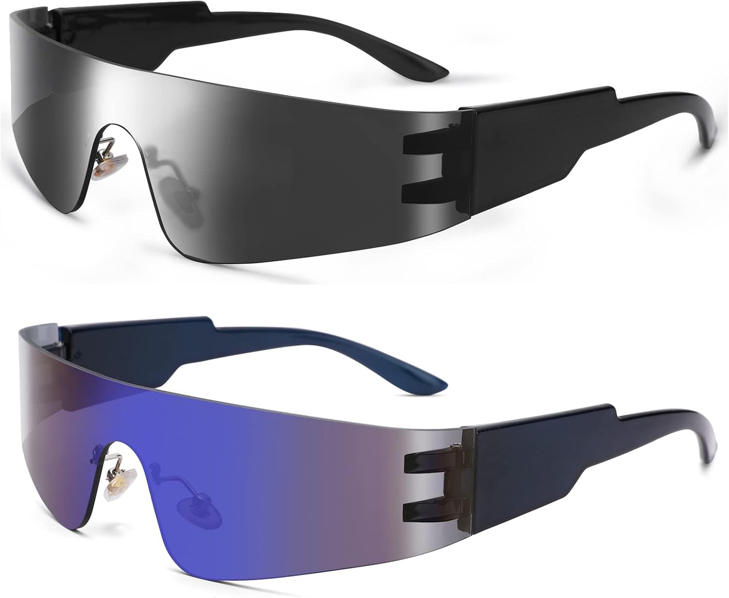 COASION Солнцезащитные очки с обтекаемой формой для женщин и мужчин, модные, без оправы, футуристические, в стиле Y2k, с плоской верхней частью, стильные очки, B6 Black / Grey + Black / Blue Mirrored
COASION Солнцезащитные очки с обтекаемой формой для женщин и мужчин, модные, без оправы, футуристические, в стиле Y2k, с плоской верхней частью, стильные очки, B6 Black / Grey + Black / Blue Mirrored