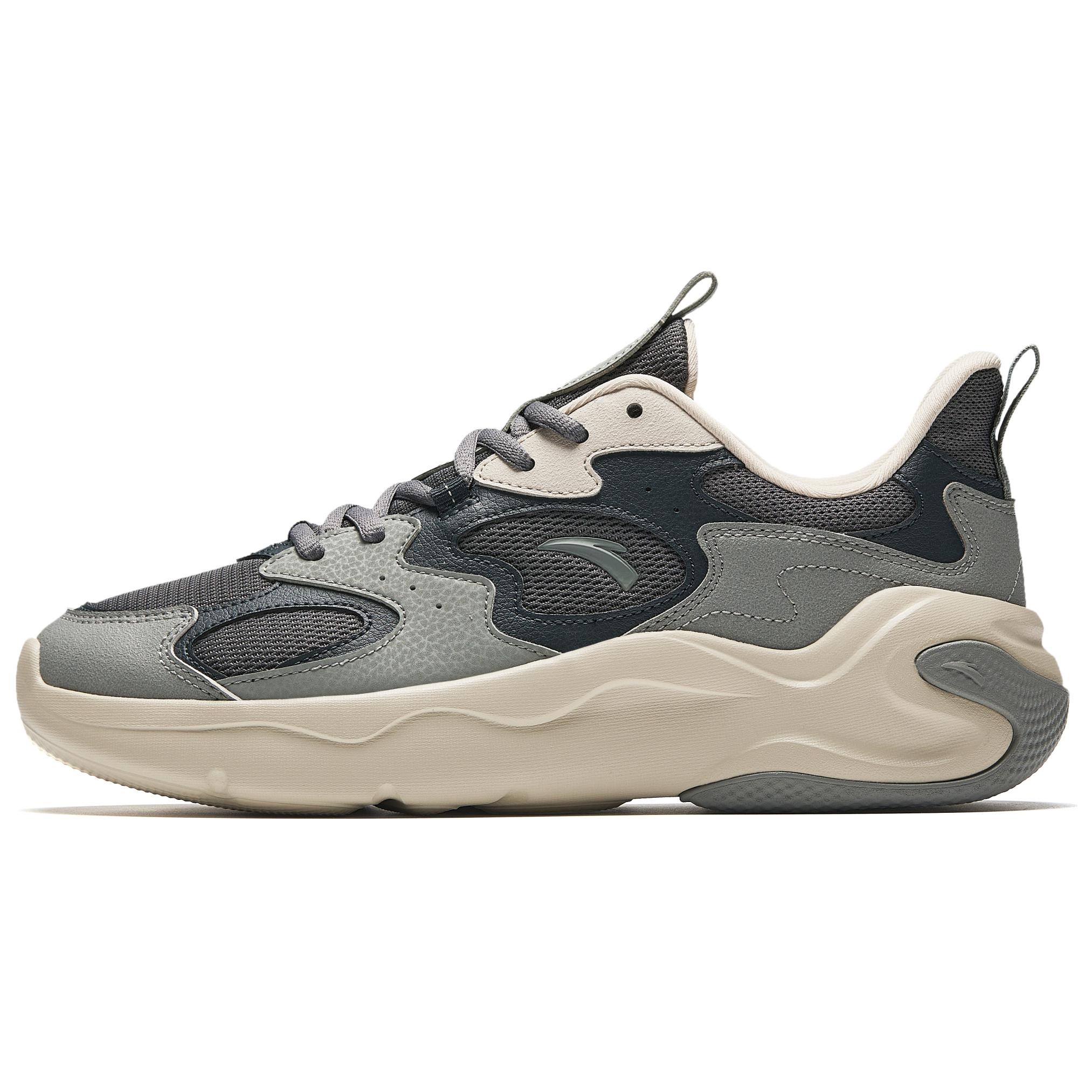 ANTA Нескользящие и износостойкие дышащие низкие повседневные туфли для мужчин, серо-черные 
ANTA Нескользящие и износостойкие дышащие низкие повседневные туфли для мужчин, серо-черные