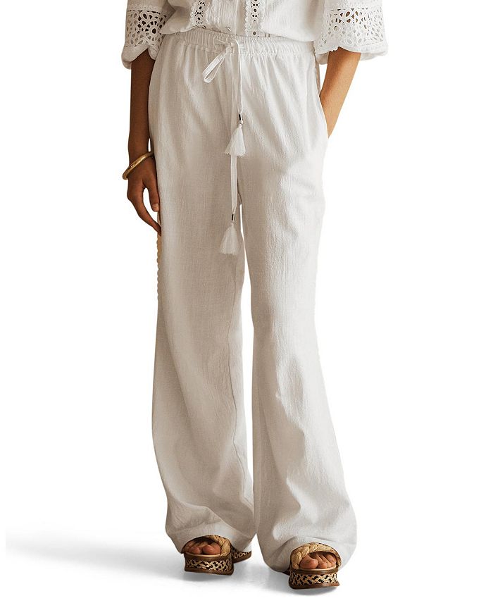 Брюки BIANCA с кружевной отделкой и прямыми штанинами AUR OCEÀ, белый 
Брюки BIANCA с кружевной отделкой и прямыми штанинами AUR OCEÀ, белый