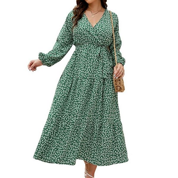 Женское платье макси с длинным рукавом и V-образным вырезом, цветочный принт, рюши на талии, стиль бохо Yesfashion, Dark Green
Женское платье макси с длинным рукавом и V-образным вырезом, цветочный принт, рюши на талии, стиль бохо Yesfashion, Dark Green