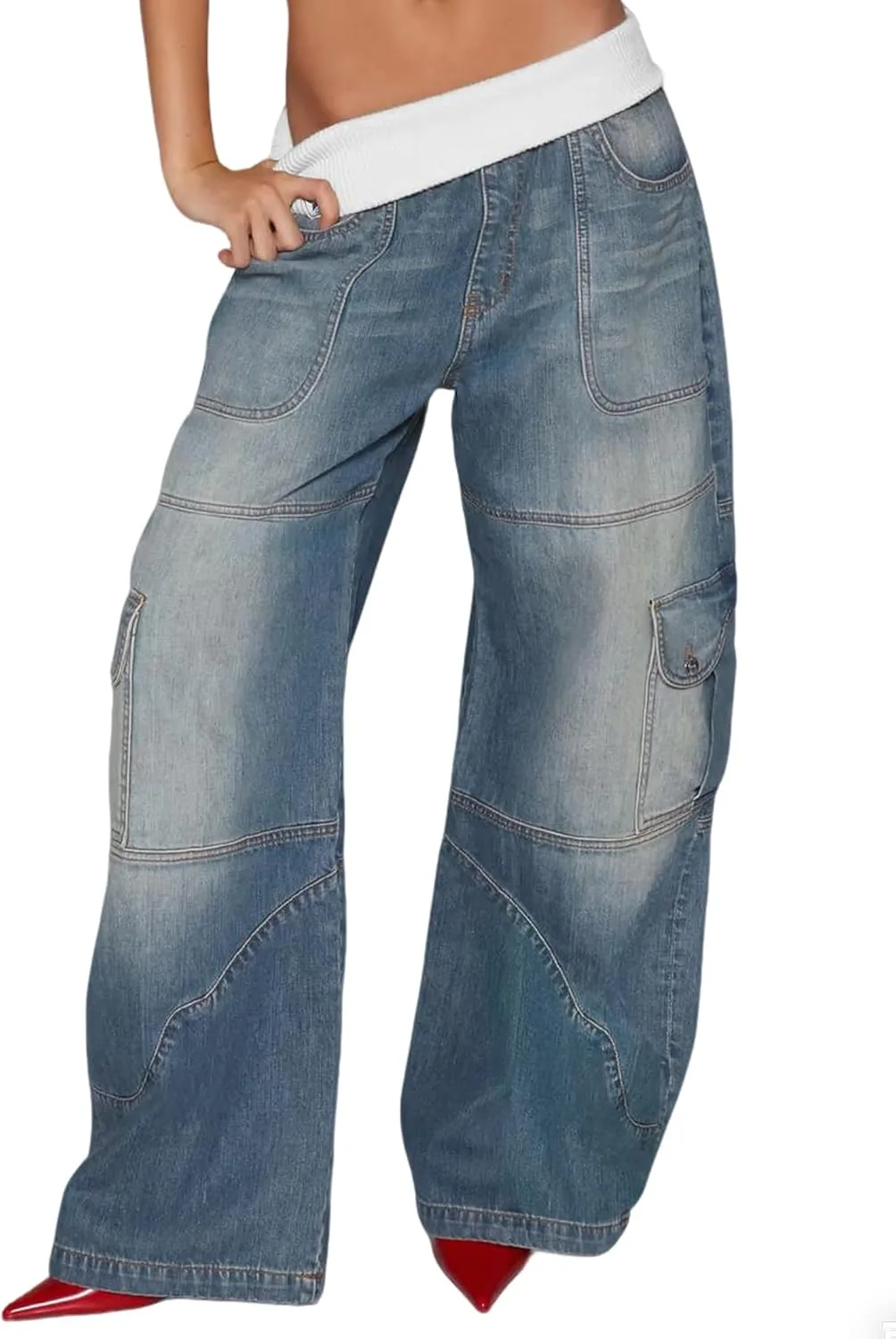 Багги карго джинсы для женщин винтажные с высокой талией в стиле пэчворк Tinscor
Багги карго джинсы для женщин винтажные с высокой талией в стиле пэчворк Tinscor