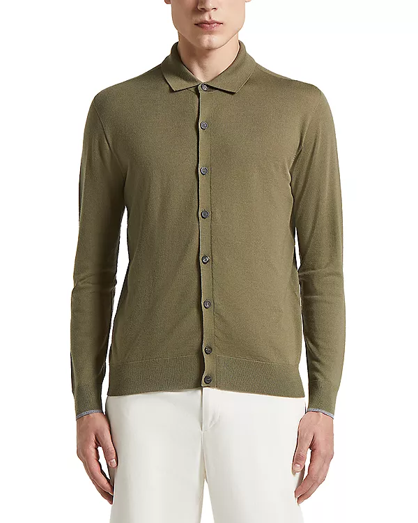 Шерстяной свитер с воротником и пуговицами спереди Peserico, зеленый
Шерстяной свитер с воротником и пуговицами спереди Peserico, зеленый