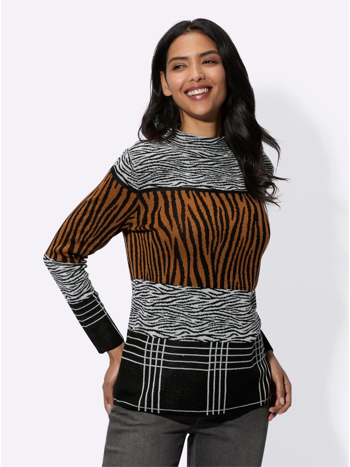 Sieh an! Жаккардовый свитер с узором в черно-коньячных тонах
Sieh an! Жаккардовый свитер с узором в черно-коньячных тонах