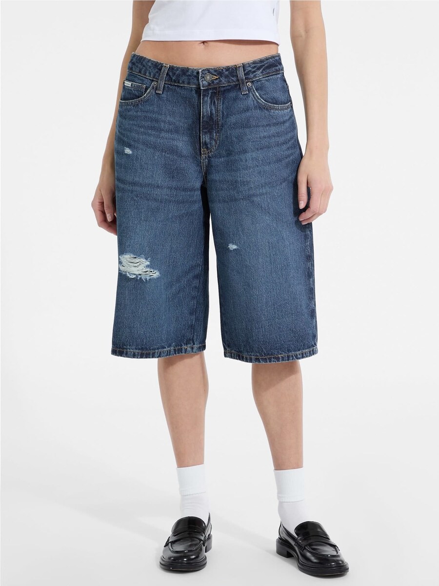 Мешковатые джинсы GUESS, синий деним 
Мешковатые джинсы GUESS, синий деним